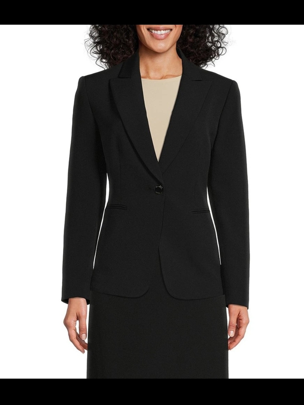 Preston & York Classic Black Single-Button Women's Crepe Blazer